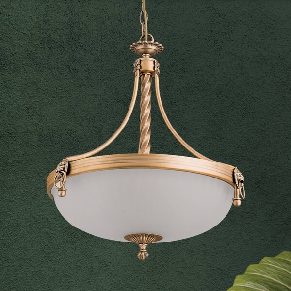 ORION Lampa wisząca szklana Rocca, możliwość ściemniania, brązowy / mosiężny, salon / jadalnia, metal, antyczny