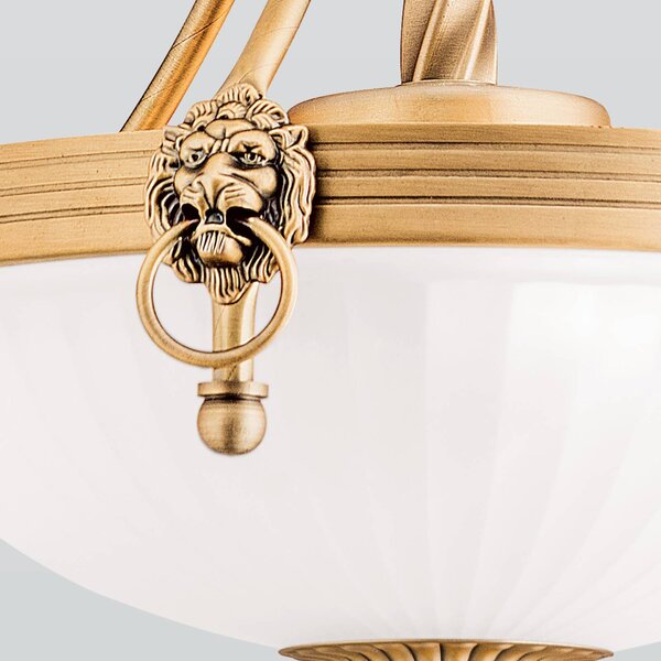 ORION Lampa wisząca szklana Rocca, możliwość ściemniania, brązowy / mosiężny, salon / jadalnia, metal, antyczny