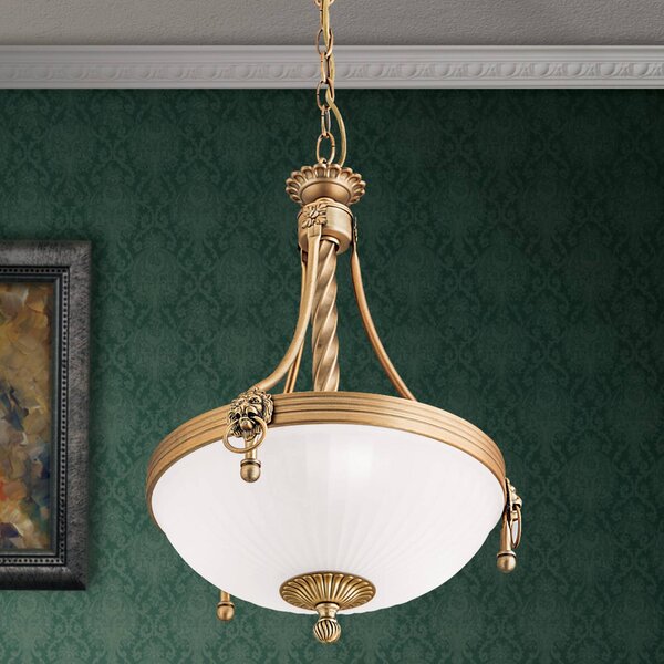 ORION Lampa wisząca szklana Rocca, możliwość ściemniania, brązowy / mosiężny, salon / jadalnia, metal, antyczny