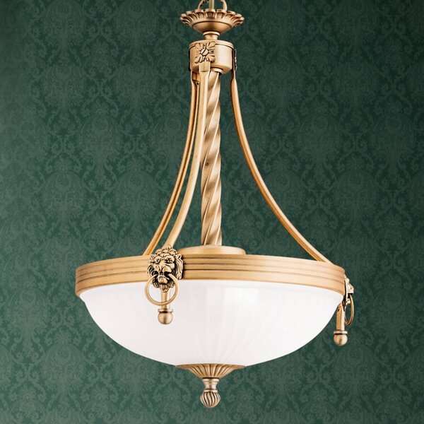 ORION Lampa wisząca szklana Rocca, możliwość ściemniania, brązowy / mosiężny, salon / jadalnia, metal, antyczny