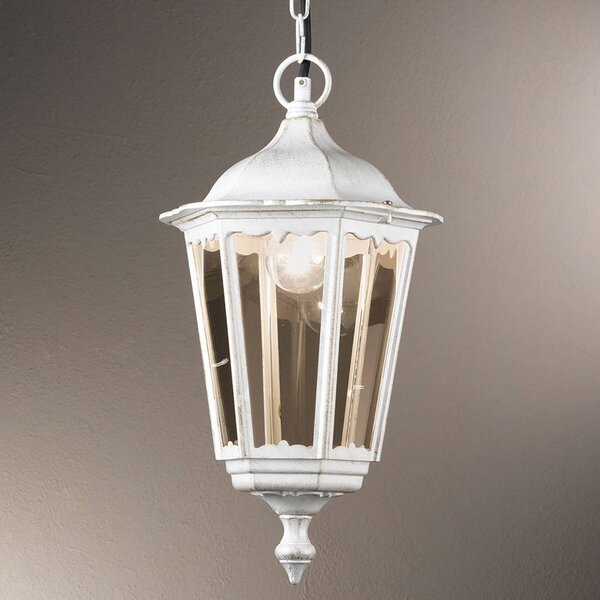 ORION Lampa wisząca Puchberg zewnętrzna, biało-złota Puchberg, możliwość ściemniania, biały / opal, aluminium, antyczny