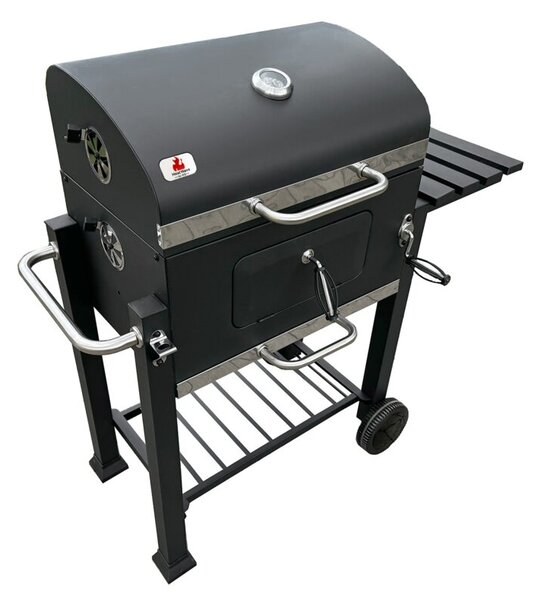 Grill węglowy z żeliwnym rusztem 113,5x50x107 cm ogrodowy XXL z pokrywą