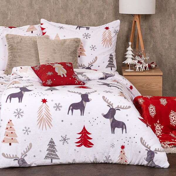 4Home Pościel Cute reindeer mikroflanela, 140 x 220 cm, 70 x 90 cm