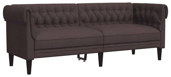 Sofa chesterfield, trzyosobowa, ciemnobrÄ zowa, obita tkaninÄ