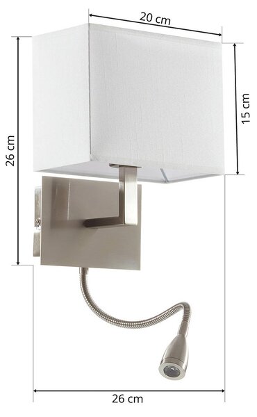 Searchlight Kinkiet LED 6519, aluminiowy / szary / cynkowy, salon / jadalnia, tkanina / materiał / jedwab, nowoczesny