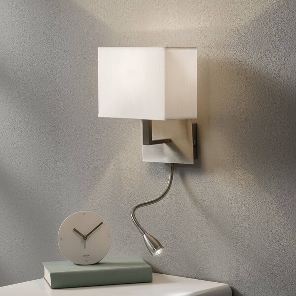 Searchlight Kinkiet LED 6519, aluminiowy / szary / cynkowy, salon / jadalnia, tkanina / materiał / jedwab, nowoczesny