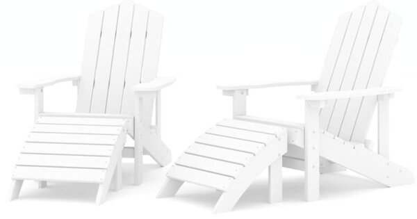 Krzesła ogrodowe adirondack z podnóżkami, 2 szt., hdpe, białe
