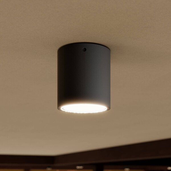Lampa sufitowa LED Lucande Meret, okrągła, antracytowa, metalowa MERET, czarny, aluminium, nowoczesny