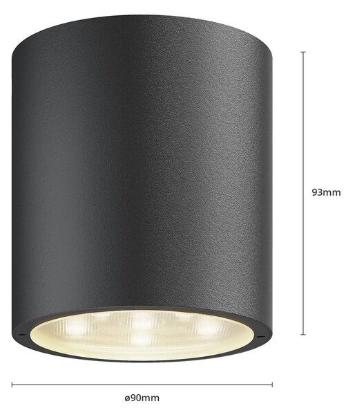 Lampa sufitowa LED Lucande Meret, okrągła, antracytowa, metalowa MERET, czarny, aluminium, nowoczesny