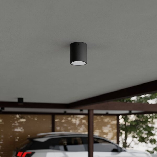 Lampa sufitowa LED Lucande Meret, okrągła, antracytowa, metalowa MERET, czarny, aluminium, nowoczesny