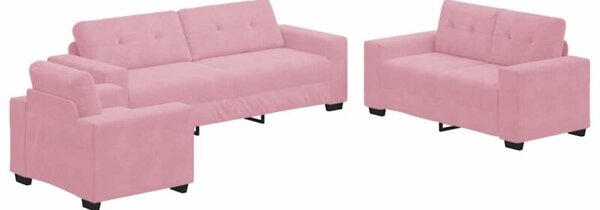Sofa 3 szt. rÃ³Å¼owy tkanina lniana