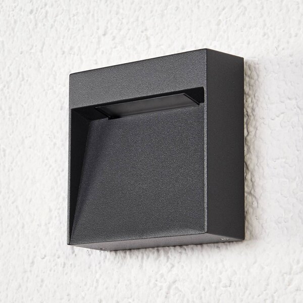 Kinkiet zewnętrzny LED Dijora Lucande, czarny, aluminium, nowoczesny