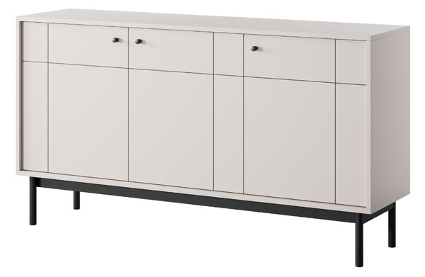 Komoda trzydrzwiowa Japandi (K154), kaszmir, do salonu, nowoczesna
