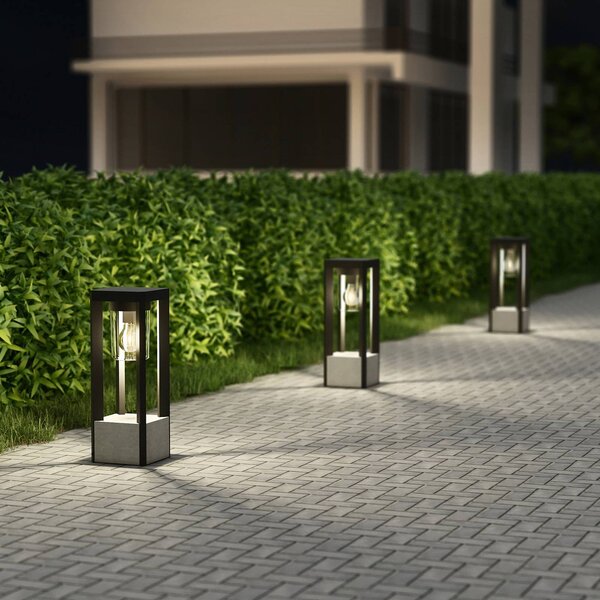 Lampa ogrodowa stojąca Kalisa Lucande, możliwość ściemniania, aluminiowy / szary / cynkowy, aluminium, nowoczesny