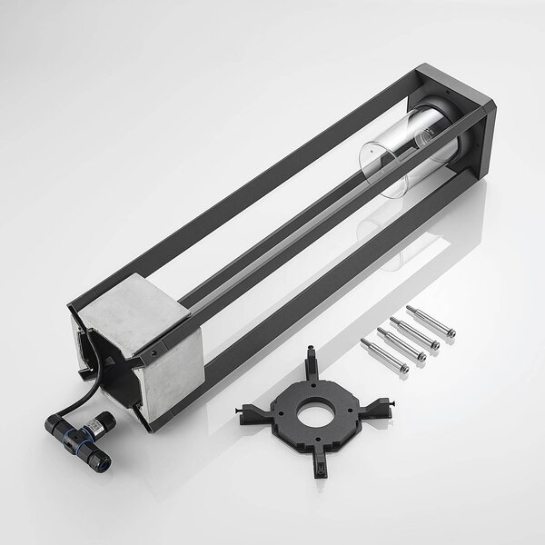 Słupek oświetleniowy Kalisa Lucande, możliwość ściemniania, aluminiowy / szary / cynkowy, aluminium, nowoczesny
