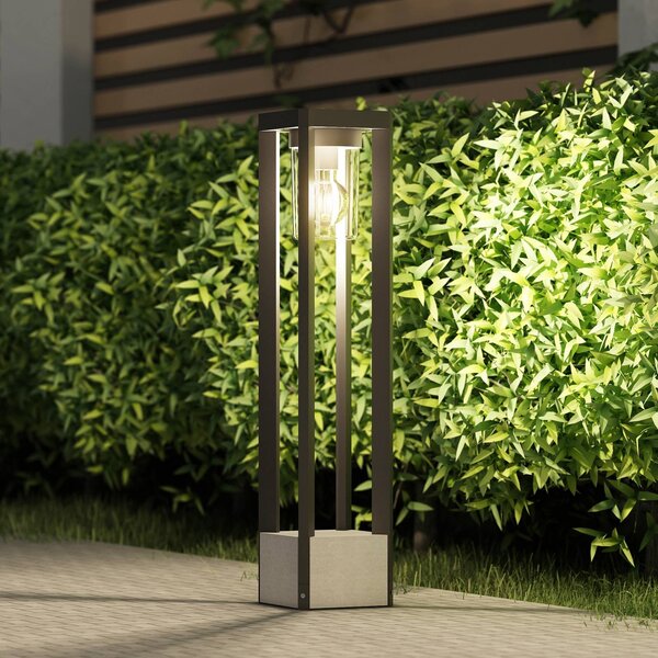 Słupek oświetleniowy Kalisa Lucande, możliwość ściemniania, aluminiowy / szary / cynkowy, aluminium, nowoczesny