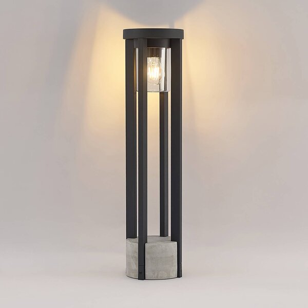 Słupek oświetleniowy Overa Lucande, możliwość ściemniania, aluminiowy / szary / cynkowy, aluminium, nowoczesny