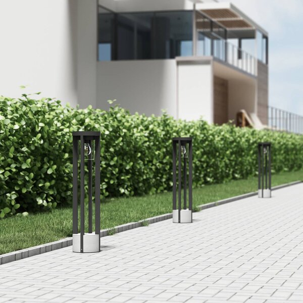 Słupek oświetleniowy Overa Lucande, możliwość ściemniania, aluminiowy / szary / cynkowy, aluminium, nowoczesny