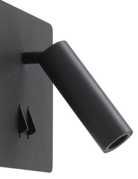 Kinkiet LED Magya Lucande, czarny, salon / jadalnia, aluminium, nowoczesny