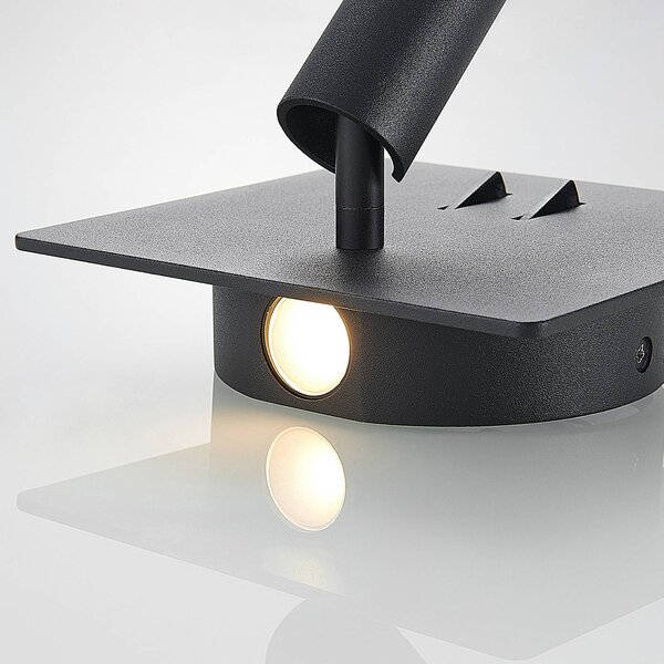 Kinkiet LED Magya Lucande, czarny, salon / jadalnia, aluminium, nowoczesny