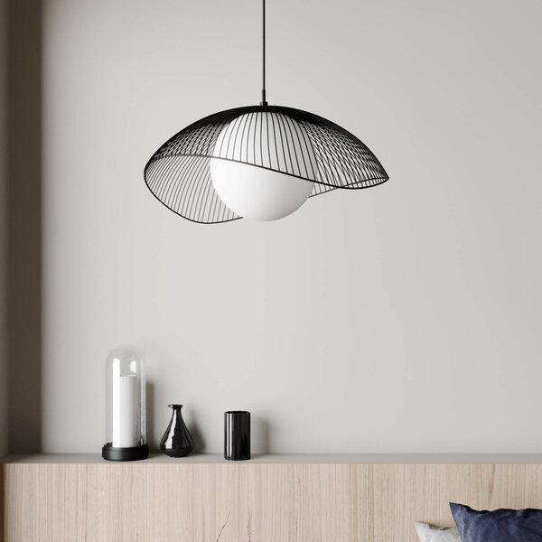 Lampa wisząca Fabronia Lindby, możliwość ściemniania, czarny, salon / jadalnia, metal, nowoczesny