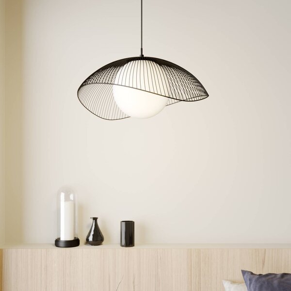 Lampa wisząca Fabronia Lindby, możliwość ściemniania, czarny, salon / jadalnia, metal, nowoczesny