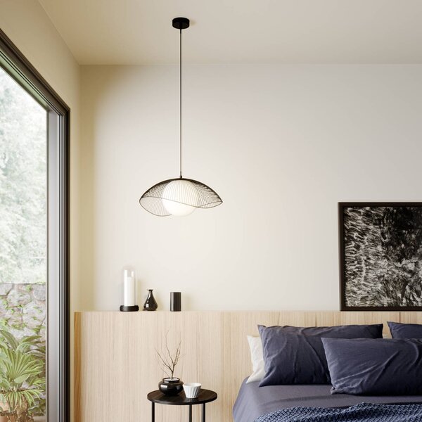 Lampa wisząca Fabronia Lindby, możliwość ściemniania, czarny, salon / jadalnia, metal, nowoczesny