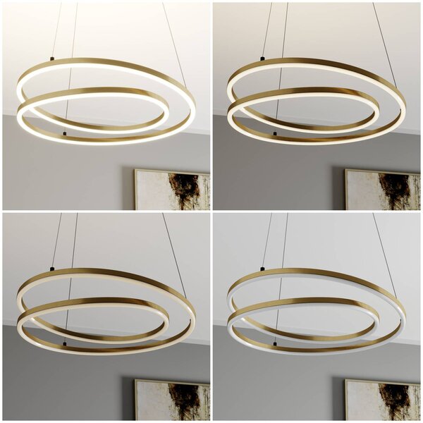 Lampa wisząca Davian Lindby, możliwość ściemniania, mosiężny / złoty, salon / jadalnia, aluminium, nowoczesny
