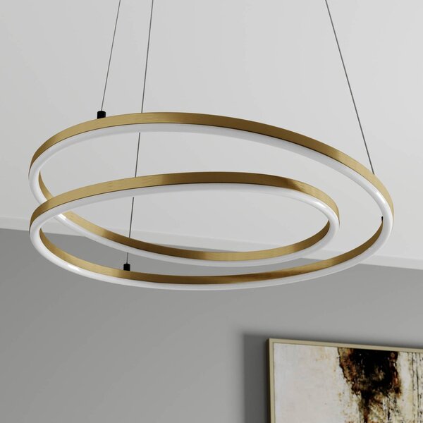 Lampa wisząca Davian Lindby, możliwość ściemniania, mosiężny / złoty, salon / jadalnia, aluminium, nowoczesny