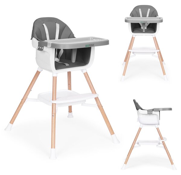 Fotelik krzesełko do karmienia dzieci 2w1 szary ECOTOYS