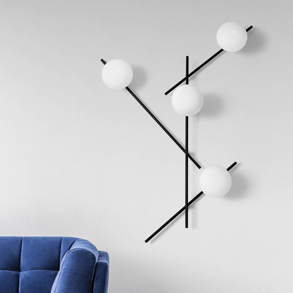 Sforzin Kinkiet Mikado, możliwość ściemniania, czarny, salon / jadalnia, metal, design