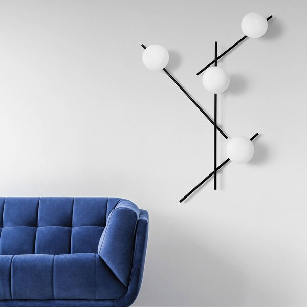 Sforzin Kinkiet Mikado, możliwość ściemniania, czarny, salon / jadalnia, metal, design