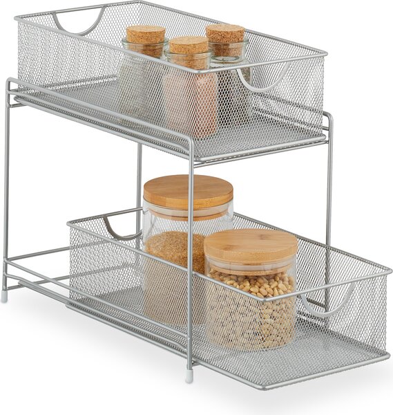 Organizer kuchenny z 2 wysuwanymi koszami RD47539, srebrny
