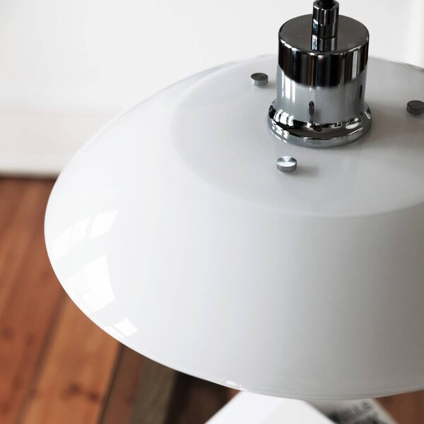 Dyberg Larsen Lampa wisząca szklana DL31, możliwość ściemniania, biały / opal, salon / jadalnia, szkło, skandynawski