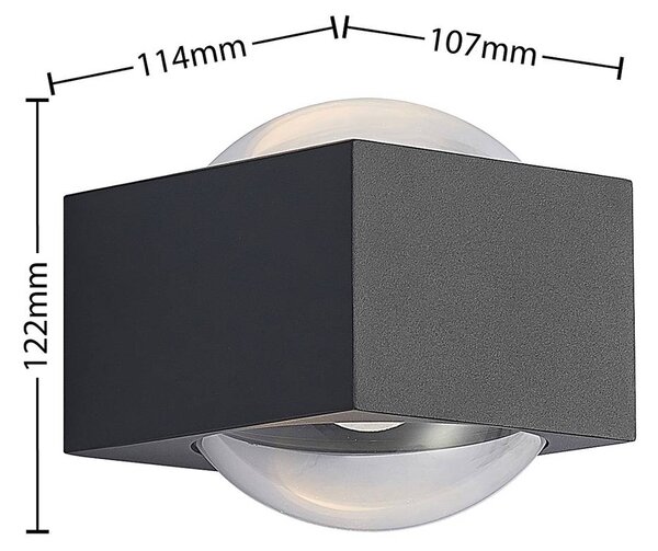 Kinkiet zewnętrzny LED Almos Lucande, czarny, aluminium, nowoczesny