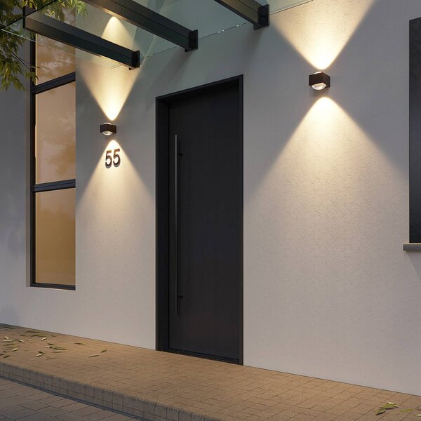 Kinkiet zewnętrzny LED Almos Lucande, czarny, aluminium, nowoczesny