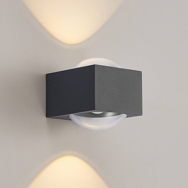 Kinkiet zewnętrzny LED Almos Lucande, czarny, aluminium, nowoczesny