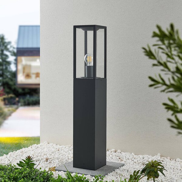 Słupek oświetleniowy Peldar Lindby, możliwość ściemniania, czarny, aluminium, nowoczesny