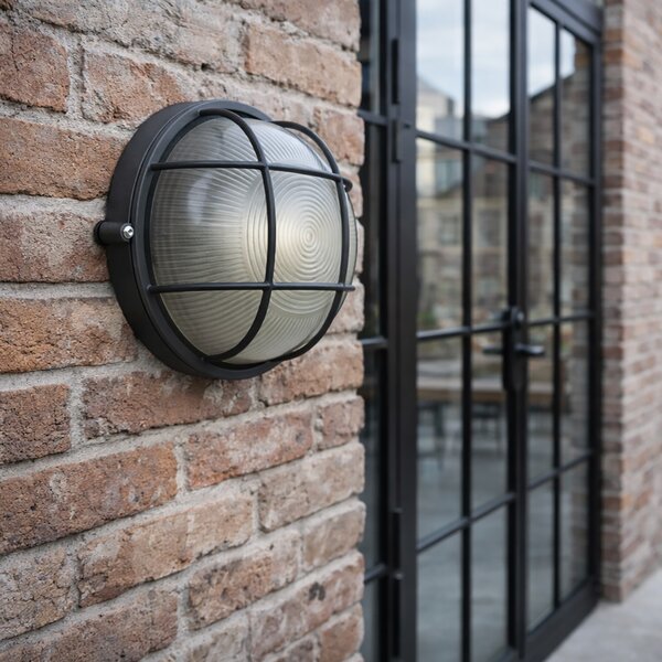 Industrialna lampa ścienna zewnętrzna ciemnoszara IP44 - Hanneke
