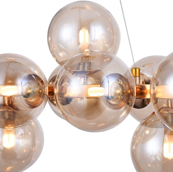 Maytoni Lampa wisząca szklana Dallas, możliwość ściemniania, mosiężny / złoty, salon / jadalnia, szkło, design