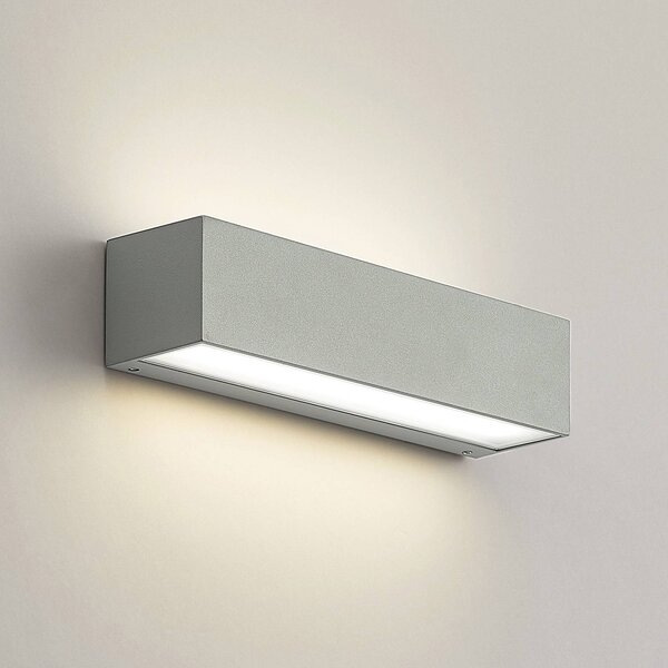 Kinkiet zewnętrzny LED Lengo Arcchio, aluminiowy / szary / cynkowy, aluminium, nowoczesny