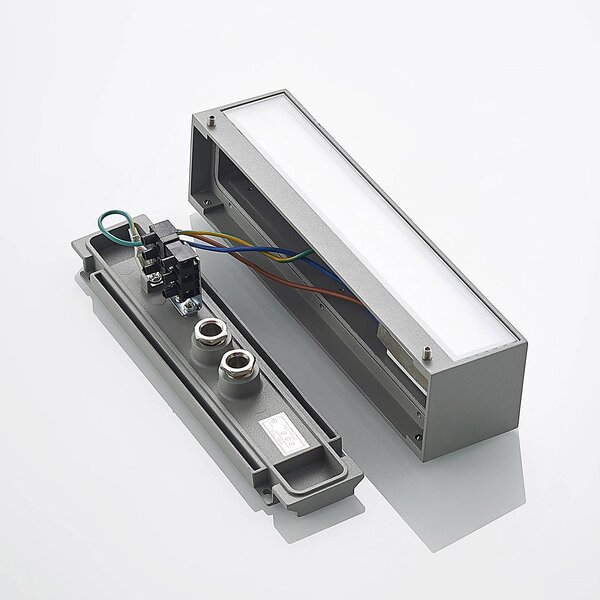Kinkiet zewnętrzny LED Lengo Arcchio, aluminiowy / szary / cynkowy, aluminium, nowoczesny