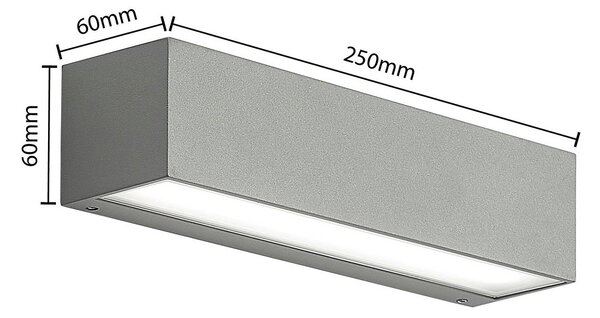 Kinkiet zewnętrzny LED Lengo Arcchio, aluminiowy / szary / cynkowy, aluminium, nowoczesny