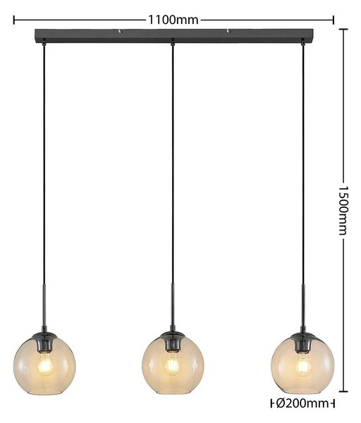 Lampa wisząca szklana Firano Lindby, możliwość ściemniania, aluminiowy / szary / cynkowy, salon / jadalnia, metal, nowoczesny