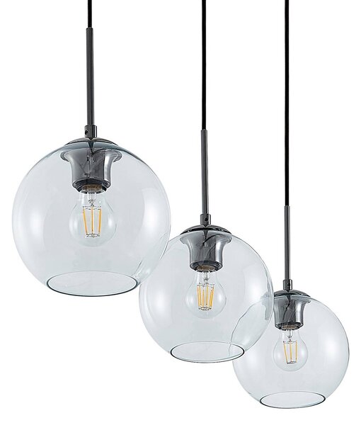 Lampa wisząca szklana Firano Lindby, możliwość ściemniania, aluminiowy / szary / cynkowy, salon / jadalnia, metal, nowoczesny