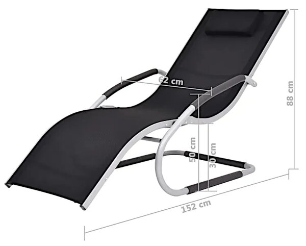Czarny ergonomiczny leżak ogrodowy N6-M65