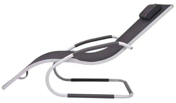 Czarny ergonomiczny leżak ogrodowy N6-M65
