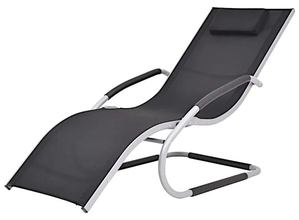 Czarny ergonomiczny leżak ogrodowy N6-M65