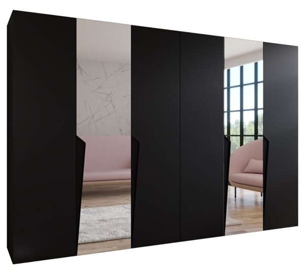 Szafa uchylna otwierana Piano 2 300 (2x150) wys. 202 cm czarny + u. czarny