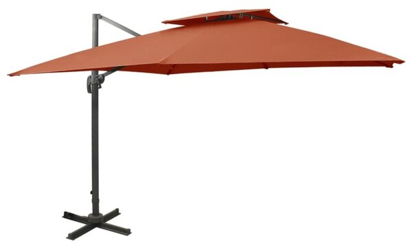 Parasol wiszący z podwójną czaszą, 300x300 cm, terakota